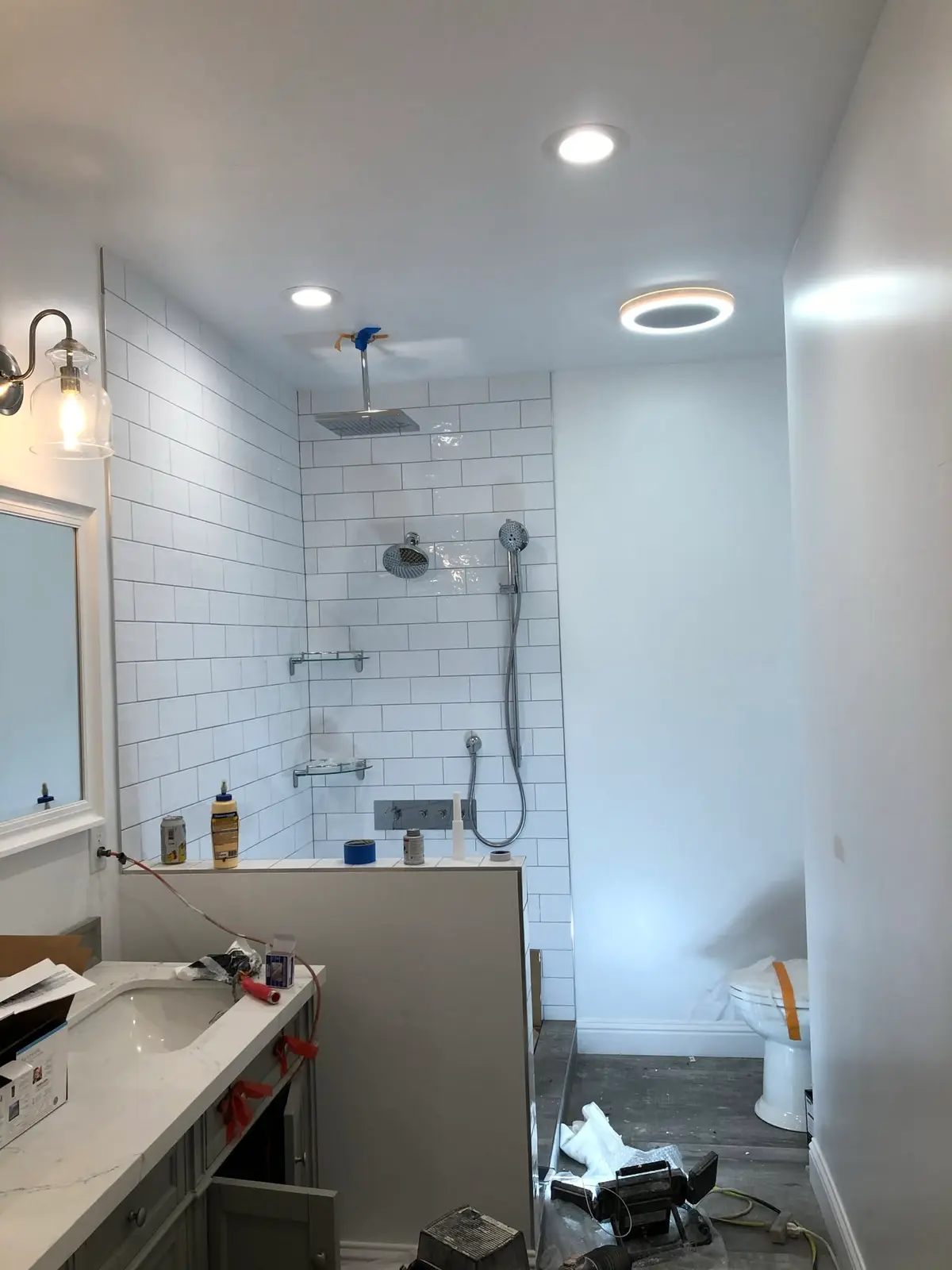 General contracting in Vallejo: bathroom shower tile in progress